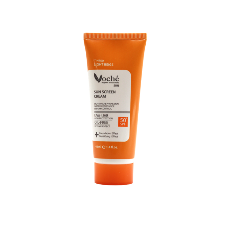 کرم ضد آفتاب +SPF50 مناسب پوست چرب وچه (بژ روشن)