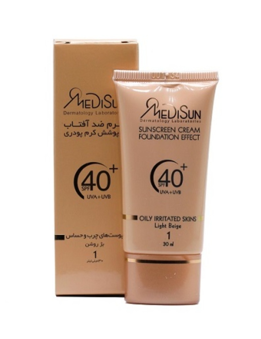 کرم ضد آفتاب SPF40 پوست چرب و حساس بژ روشن مدیسان