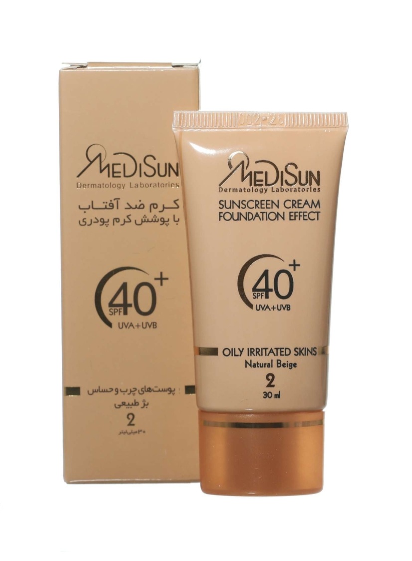 کرم ضد آفتاب SPF40 پوست چرب و حساس بژ طبیعی مدیسان