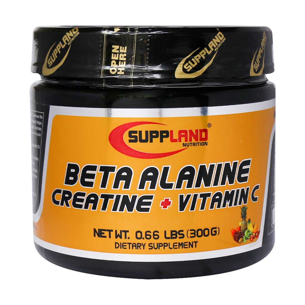 پودر کراتین و بتا آلانین و ویتامین C ساپلند نوتریشن ۳۰۰ گرم creatine beta alanine vit c suppland